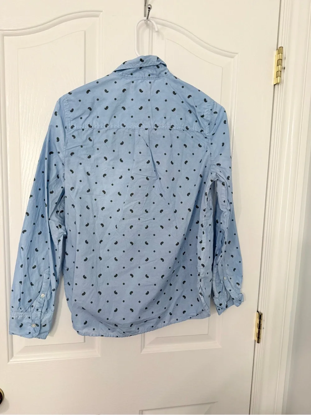 Jcrew Light Blue Long-Sleeve half button Shirt with Paisley design